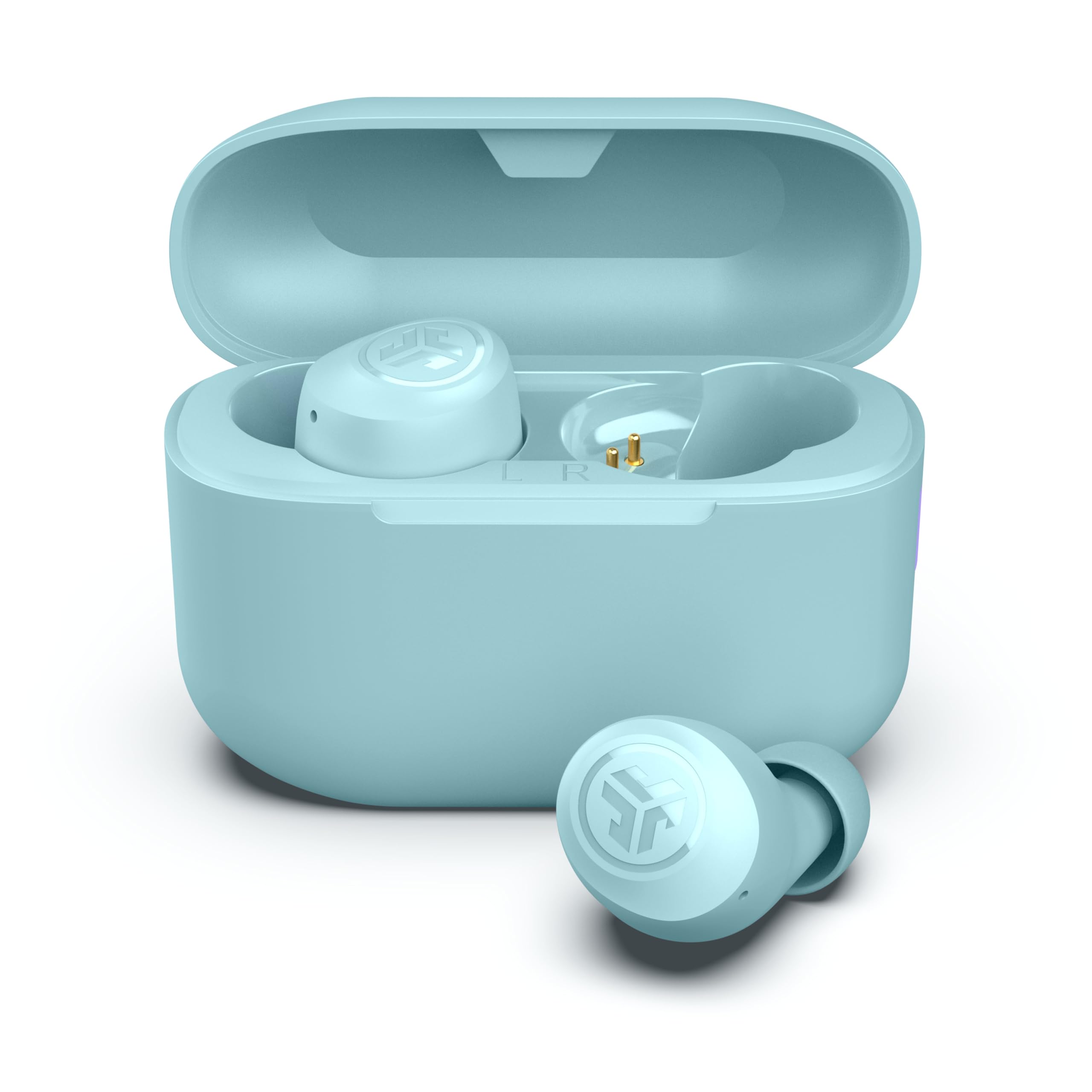 JLab Go Air Pop+ earbuds with built-in USB cable case